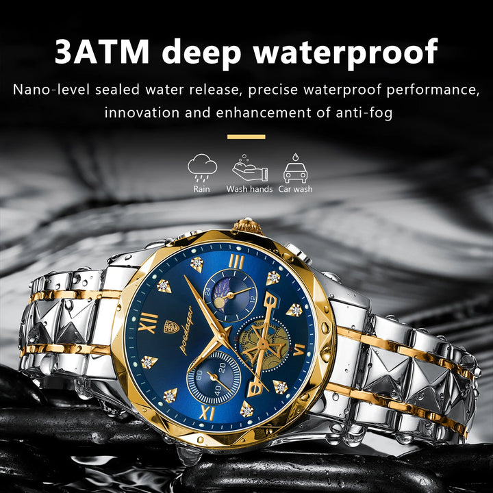 POEDAGAR Luxury Men Wristwatch Waterproof Luminous Chronograph Watch for Men Stainless Steel Quartz Watches!