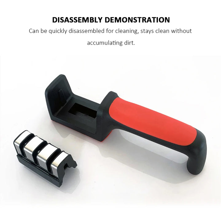Multifunctional knife and scissor sharpener.